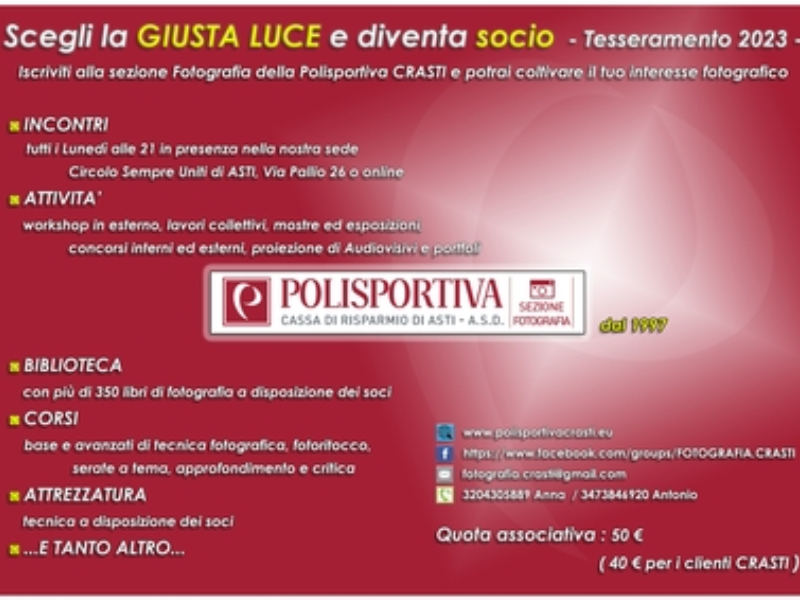 Tesseramento 2023 Sezione Fotografia